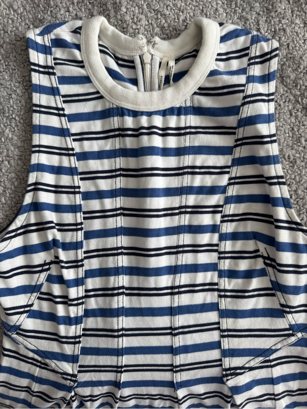 By Anthropologie Blue and White Striped Sleeveless A-Line Midi Dress - Picture 7 of 10